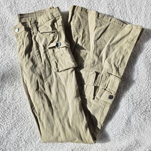 Unbranded Khaki flare jeans with multiple pockets